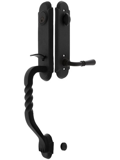 San Carlos Grip Wrought Steel Tubular Handleset With Normandy Lever - Left-Handed in Matte Black.